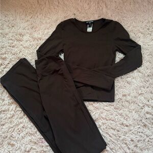 Black Long Sleeve Top and Pants Set